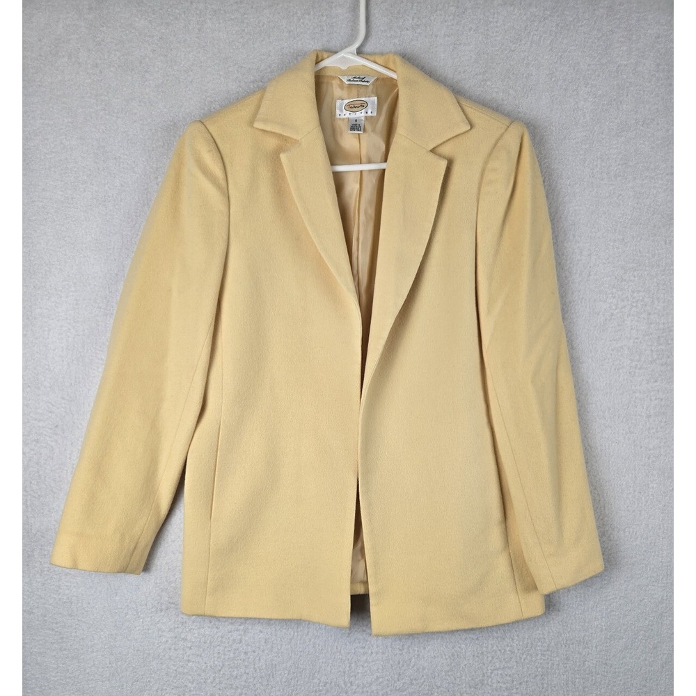 Talbots Womens Suit Jacket Blazer Size‎ 6  Italian Fabric Wool Blend Pale Yellow